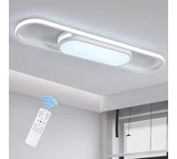 Oninio Plafonnier LED 80cm Dimmable avec Télécommande 40W Luminaire Plafond Moderne Blanc Lampe Plat Linéaire avec Fonction Mémoire pour Cuisine, Couloir, Chambre