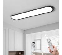Oninio Plafonnier LED Linéaire Dimmable 120 cm, 51 W, Télécommande, Noir | Plafonnier LED Moderne en Aluminium et Acrylique, 3000K-6500K, Mémoire, 10%-100%, Ultra-Plat 3,5 cm, Cuisine, Salon, Couloir