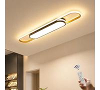 Oninio Plafonnier LED Linéaire Ovale 110 cm 48W Dimmable, Doré et Noir | Plafonnier LED Moderne en Métal et Acrylique, 3000K-6500K, Télécommande, Mémoire, pour Cuisine, Salle à Manger et Couloir