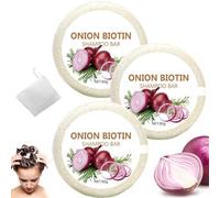 Onion Biotin Shampoo Bar,Nourrissants Purifiants Oignon Biotine Shampooings Savon Pour Pousse Cheveux,60g Oignon Shampooing Savon,Hydratant Oignons Shampooing Romarins Cheveux Savons Barres (3pcs)