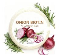 Onion Biotin Shampoo Bar, Oignon Shampooing Savon, Shampoing Oignon Solide à l'oignon et au Romarin pour Tous Types de Cheveux pour un Nettoyage en Profondeur (1pc)