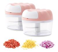 Onion Chopper Lot de 2 hachoirs à oignons manuels avec cordon pour épices au gingembre et à l'ail (rose)