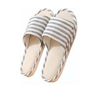 Oniphia Pantoufles Respirables Pantoufles De Lin De Coton Pantoufles à Bout Ouvert Aussures de Maison Antidérapantes Pantoufles