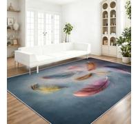 Onirique Abstrait Tapis de Salon Lavable en Machine Antiderapant | Imprimé Plumes Colorées, Tapis Doux et Léger pour Salle à Manger Chambre Couloir Bureau 160 x 230 cm