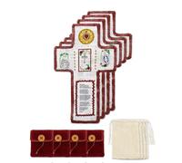 Onism Lot de 4 courtepointes de prière avec croix à l'intérieur, mini poche faite à la main, sanctuaire catholique, cadeau chrétien pour femmes catholiques (anglais)