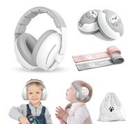ONITOON Cache-oreilles pour bébé, casque antibruit 2 en 1, protection auditive pour bébés de 0 à 48 mois, bandeau réglable, gris, taille unique