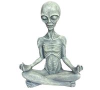 OnIUeZky 1pc Statue Extraterrestre 6.5 Pouces méditantes Yoga Alien Figurine Résine décorative Éculpture Extraterrestre Décor Extraterrestre pour Le Plateau de Banc de Jardin