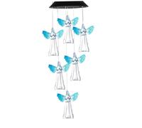 OnIUeZky Angel Solar Wind Chimes, Wind Chimes Angel Gifts Outdoor Gifts for Women Color Changing Outdoor Solar Garden Lights Memorial Chime for Grandma mom