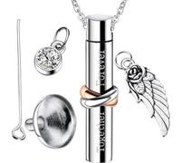 OnIUeZky Collier de Cendres, Bijoux de Cendres cylindres, Ensemble pour Toujours des Colliers pour, Porte-mémoriaux en Acier en Titane pour Animaux Compagnie Humains...