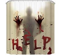 OnIUeZky Halloween Shower Curtain Halloween Scary Decorations Help Me with Bloody Hands for Decorations Theme Decor Props Bathroom 71 inch x 71 inch