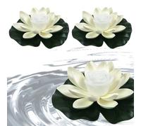 OnIUeZky Lutus Flottant Lotus pour étang 3pcs 7, 09 Pouces Lotus Light Lantern Piscine Flottante pour Jardin décor de l'étang Blanc.