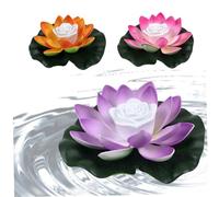 OnIUeZky Lutus Flottant Lotus pour étang 3pcs 7, 09 Pouces Lotus Light Lend Lantern Piscine Flottante pour Le Jardin décor de l'étang Blue Yellow Gradient.