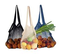 OnIUeZky Sac à provisions en Filet Sac à Mesh réutilisable avec Un fourre-Tout de marché de magasinage Cordes Longue poignée pour Les légumes Fruits 3 pc..