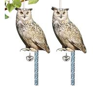 OnIUeZky Scarneurs d'oiseaux pour Jardins 2pcs Scureur d'oiseau de chouet imperméable réaliste avec Ruban dissuasif d'oiseaux et Cloche pour Le Garage de Toit de la Maison..