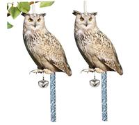 OnIUeZky Scarneurs d'oiseaux pour Jardins 2pcs Scureur d'oiseau de la Chouette imperméable réaliste avec Ruban dissuasif d'oiseaux et Cloche pour Le Garage de Toit de Maisons.