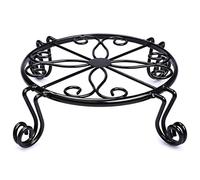OnIUeZky Stand de Plante Noire pour Pot à Fleurs Hourdeux Support en Casserole en intérieur entièrement en métal en Fer rouillé Contenant de Jardin Rond.
