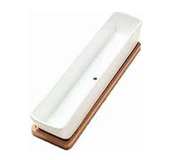 OnIUeZky Succulent Planter Pots Long Recangle Planter Planter avec soucoupes en Bambou Planteur Succulent pour la Cuisine du Jardin à Domicile