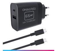 Câble adaptateur AC 65 W USB C 1,5 m Oniverse Noir pour Nintendo Switch™ 2 Nintendo Switch™ modèle OLED Nintendo Switch™ Lite Nintendo Switch™