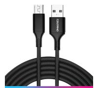 Oniverse Cable Micro USB, câble de charge tressé USB-A vers Micro USB, Compatible avec PS4 Pro Slim Xbox One PC MAC Android, 3 mètres, charge rapide 2.4 A - Noir