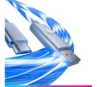 Oniverse Câble USB LED, USB-A vers Micro USB, Compatible PS4 Pro Slim PS3 Xbox One PC MAC Android, 2 mètres, charge rapide, 5 modes d'éclairage, Micro USB