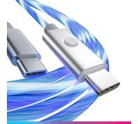 Oniverse Câble USB LED, USB-C vers USB-C, Compatible PS5 Pro Slim Xbox series X|S Switch 2 PC MAC Android Iphone 15, 2 mètres, charge rapide, 5 modes d'éclairage, Type C