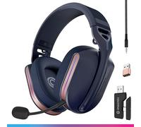 Oniverse Casque Gaming sans Fil Compatible PS5 PS4 Switch PC Mobile, Casque Gamer léger LED Faible Latence 2.4GHz ou Bluetooth, Batterie 33h, Son virtuel 7.1, Double Micro - Polaris (Blue)