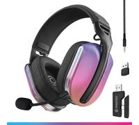 Oniverse Casque Gaming sans Fil Polaris Compatible PS5 PS4 Switch PC Mobile, Casque Gamer léger LED Faible Latence 2.4GHz ou Bluetooth, Batterie 33h, Son virtuel 7.1, Double Micro - Sunset