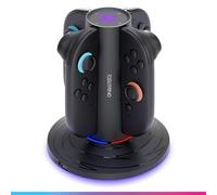 Oniverse Chargeur Manette pour Switch 2 - Station de Charge Rapide 4 joycon Compatible avec Nintendo Switch 2, Alimentation USB-C, Indicateurs LED Rouge/Bleu, 10 Modes d’Éclairage - Quadrant