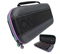 Oniverse Étui de Protection Compatible avec Nintendo Switch 2/OLED/Switch - Pochette de Transport Rigide imperméable à poignée, intérieur rembourré, Emplacements Jeux, Filet de Rangement (Vert/Violet)