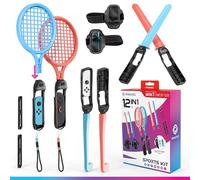 Oniverse Kit 12 en 1 pour Switch/Switch 2/OLED – Raquettes, clubs golf, sabres, manches Joy‑Con