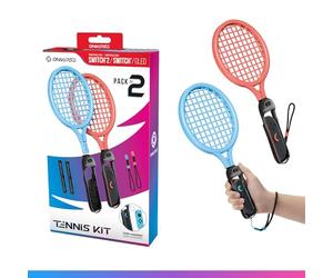 Oniverse Lot de 2 raquettes de tennis pour Nintendo Switch 2/Switch/OLED - Jeux de sport compatible avec Mario Tennis Fever, Switch Sports, Accessoires pour Joy-Con et sangles réglables - Orange/Bleu