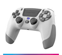 Oniverse Manette sans fil pour PS4 PS3 PC ANDROID iOS, Sortie Casque, Joystick Hall Effect, Batterie Rechargeable 1000mAh, boutons macro, mode Turbo, Wake up, Gyroscope 6 axes, Revolt Moon White