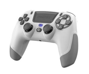 Oniverse Manette sans fil pour PS4 PS3 PC ANDROID iOS, Sortie Casque, Joystick Hall Effect, Batterie Rechargeable 1000mAh, boutons macro, mode Turbo, Wake up, Gyroscope 6 axes, Revolt Moon White