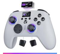 Oniverse Manette sans fil Aura – Écran LED – Compatible Switch/PC/Mac/Mobile/TV – Blanc Radiant