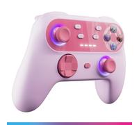 Oniverse Manette sans fil pour Switch/Switch 2/Lite/OLED/PC/Mobile, Joysticks Hall Effect, Gyroscope, boutons macro, Mode Turbo et Vibrations réglables, LED, Autonomie 6h - Walli (Candy Pink/Rose)