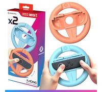 Oniverse Pack de 2 Volants de Course Manettes pour Nintendo Switch 2 - Accessoires Switch 2 pour Mario Kart, Supports Volant Orange et Bleu, Intuitif, Boutons SL/SR Accessibles - Pour Joy Con