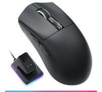 Oniverse Souris gamer sans fil avec dock de charge - Capteur PixArt 12 000 DPI, 3 modes connexion (2.4G/Bluetooth/Filaire), Écran intégré, Polling rate 1 000 Hz, pour PC/Mac/PS5/PS4 - Vanguard (Black)