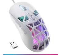 Oniverse Souris Gaming Filaire Haute Performance à LED - Capteur Optique 12 800 DPI, Ultra légère, Polling Rate 1 000 Hz, 7 Boutons programmables, pour PC/Mac/PS5/PS4 - Kryo (Luxion White)
