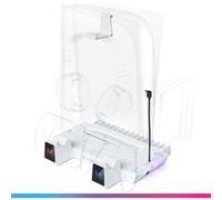 Oniverse Support Multifonction Nexus 5 pour PS5 et PS5 Slim, Ventilateur 3 vitesses, Double chargeur DualSense, Rangement 14 jeux, LED