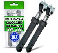 ONIX TECH 2 Pièces Amortisseur Machine a Laver 100N Ø13 mm 167/262 mm avec Code Original C00097259 C00140744 pour Indesit pour Philips pour Ariston - Garantie de 5 Ans - Made in EU