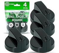 ONIX TECH 4 Pièces Rotatif Boutons Plaque Cuisson à Gaz Ø 36 mm avec Code Original 157925165 pour Beko pour Arçelik pour Blomberg - Garantie de 5 Ans