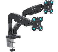 ONKRON Bras Double Écran PC à Ressort à Gaz pour 13-32 Pouces, Support Bureau, Charge 8 kg x2, VESA 75x75-100x100 mm, Noir G160-B