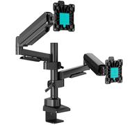 ONKRON Bras Double Écran PC à Ressort à Gaz pour 17-42 Pouces, Support Bureau, Charge 15 kg x2, VESA 75x75-100x100 mm, Noir G140-B