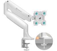 ONKRON Bras Écran PC 13-32 Pouces, Support Ecran PC Bureau Charge 9 kg, Support Moniteur Bureau VESA 75x75-100x100, Bras Articulé Ecran PC Ressort à Gaz, Movement Plein, Blanc G100-W