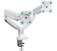 ONKRON Bras Ecran PC 2 Ecran de 13-32 Pouces 9 kg chacun, Support Ecran PC 2 Ecran VESA 75x75-100x100 Ressort à Gaz, Support Écran PC Double Bureau, Bras d'Écran Articulé, Monitor Arm Blanc G200-W
