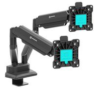 ONKRON Bras Ecran PC 2 Ecran pour Deux 13-32 Écrans de 10 kg chacun, Support Double Ecran VESA 75x75 & VESA 100x100, Bras Articulé Écran PC Ressort à Gaz, Support Écran Bureau Noir G160-B