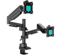 ONKRON Bras Ecran PC 2 Ecran pour Deux 17-42 Pouces Écrans 2-15 kg Chacun, Support Double Ecran PC VESA 75x75 & 100x100, Support Double Écran Ressort à Gaz, Bras Articulé Écran Bureau Noir G140-B