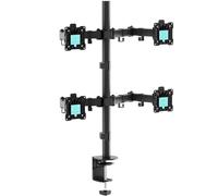 ONKRON Bras Ecran PC Articulé 13-32 Pouces Poids de 8 kg (x4), Support 4 Écran VESA 75x75 & VESA 100x100, Support Ecran PC Bureau, Bras d'Écran Quadruple, Hauteur Réglable Noir D421E-B