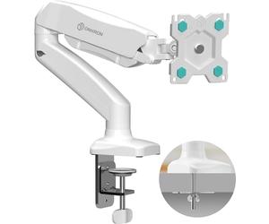 ONKRON Bras Ecran PC pour 13-32 Pouces Poids de 8 kg, Support Ecran PC Bureau Ressort à Gaz avec VESA 75x75 - VESA 100x100 mm, Pied Ecran PC Mouvement Plein, Bras d'Écran Articulé Blanc G80-W