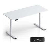 ONKRON Bureau Assis Debout avec Plateau 140x60 cm, Qui Monte et Qui Descend avec Moteur - Reglable en Hauteur Electrique Max Charge de 60 kg/Assis Debout électrique WDT221E Blanc